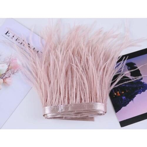 1 Meter Ostrich Feathers Trim 8-10CM Ostrich Plume Ribbon For Wedding Party Clothes Decoration Sewing Crafts 31Colors