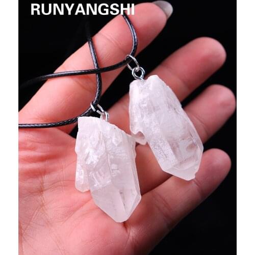 1pc Natural Crystal Clear quartz cluster Gemstones crystal pendant Healing Stone Necklace accessories Energy Quartz