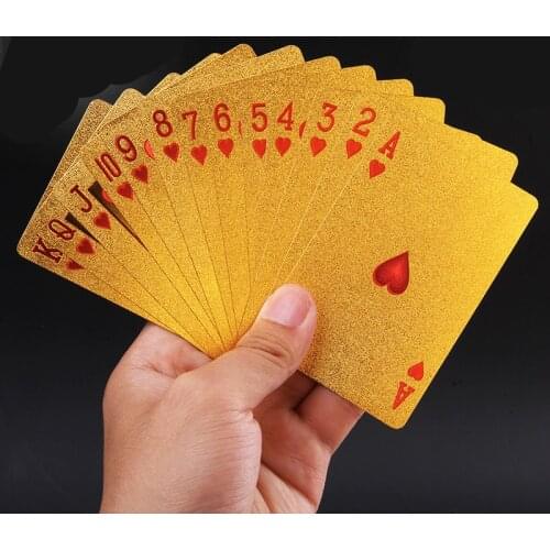 54pcs Original Waterproof Luxury Gold Silver Foil Plated Poker Premium Matte Plastic Board Games Playing Cards Gift Collection
