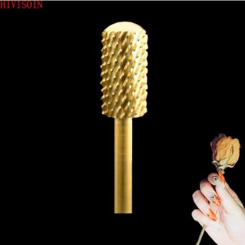 6PCS HIVISOIN Carbide Nail Drill Bit - Small Barrel Smooth Top Bit (Gold)-60030130