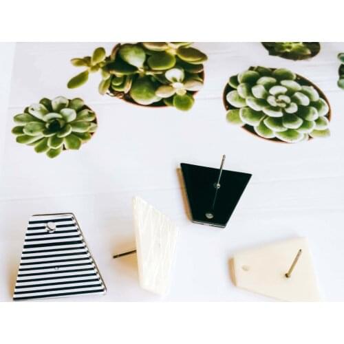 Trapezium Shape Resin Plastic Stud Earrings Ear Accessories Jewelry Component Diy Material Handmade 8pcs