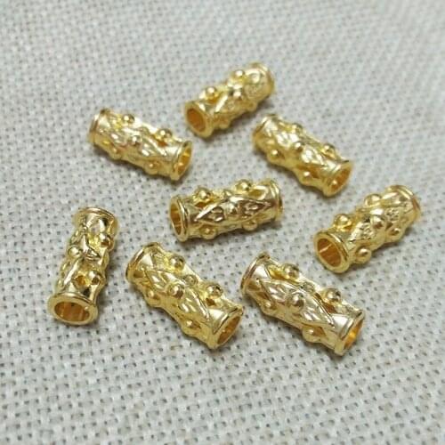 Antique tibet tube spacer Beads necklace connector end caps tips findings tubing column filigree flower tassel leather cord diy