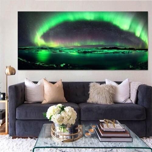Large Green Aurora Landscape 5D Diy Diamond Painting Full Square Round Drill Rhinestone Mosaic Embroidery DecorZP-4661