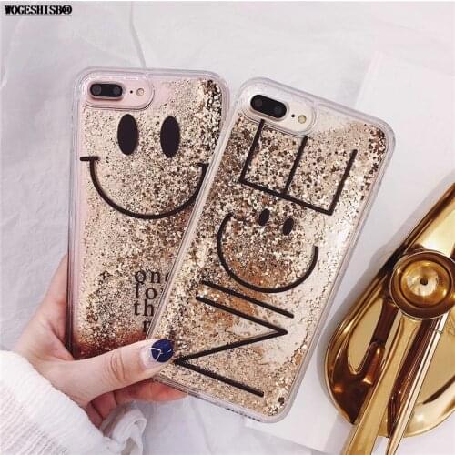 Luxury Dynamic Liquid Phone Case for iPhone 6 6s 7 8 Plus X XR Xs 12 mini 11 Pro Max Gold Nice Smile Face Cover Coque Cases