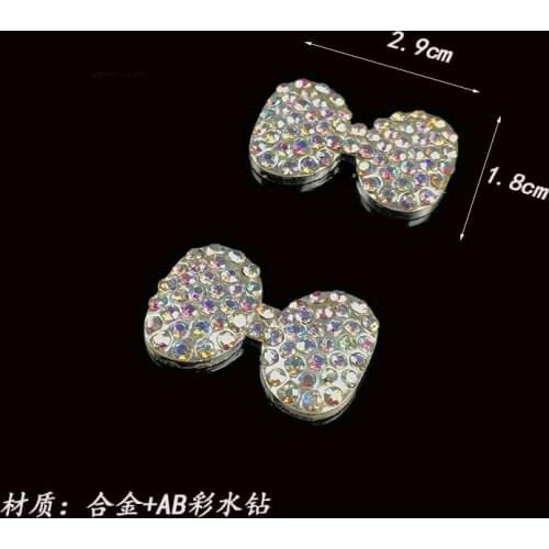 5Pcs /Lot Fancy colored Diamond Bow diamond buckle Flatback For Wedding Embellishment Jewelry Craft Accessories