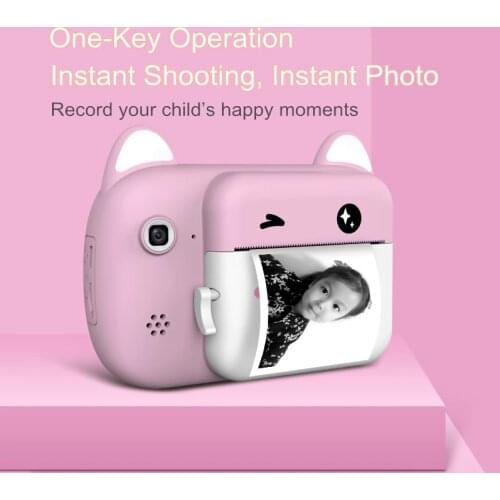 Childrens Mini Printable Polaroid Camera Thermal Digital Camera Cartoon Toy Polaroid Camera Printer Holiday Gift Photo Printer