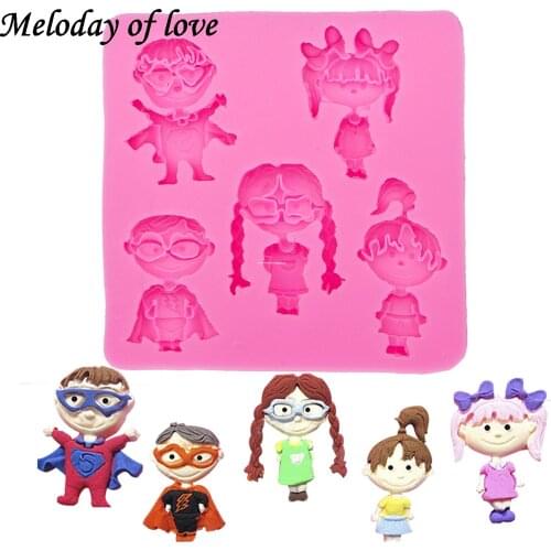 Girl and boy chocolate fondant cake decorating tools silicone mould Sugar Craft Molds DIY Cake T0029