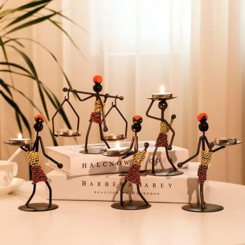Home Decor Metal Candle Holder Nordic Table Decoration Creative Abstract Character Sculpture Handmade Art Candle Holders