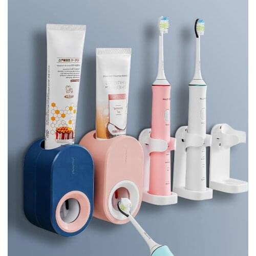 Toothpaste Squeezer Electric Toothbrush Holder Wall Mount Keep Dry Stand Rack Bathroom Dispenser Accessories Set