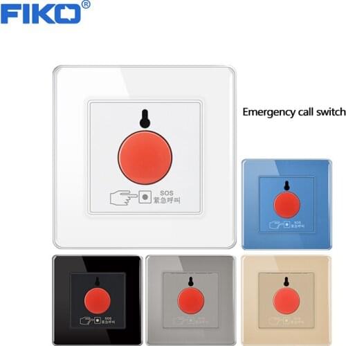 FIKO Five color tempered glass 86 SOS emergency call button emergency call manual alarm manual reset panel