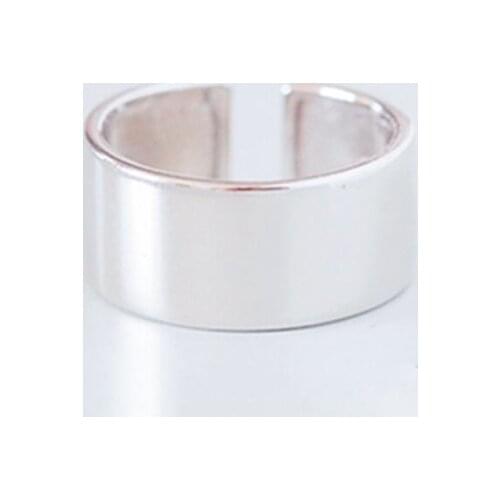 Hipster Simple Smooth Thai Silver Wide Open Mouth Joint Index Finger 925 Sterling Silver Female Resizable Opening Rings SRI186