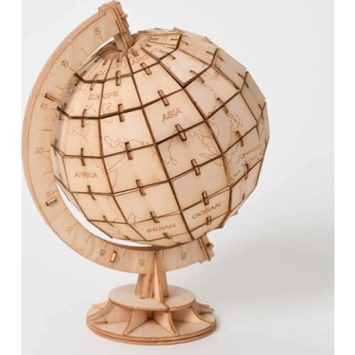 DIY Toys Globe 3D Wooden Puzzle Toy Assembly Model Wood Craft Kits Desk Decoration for Children Kids