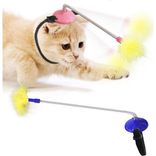 Pet Teasing Interactive Toy Cat Toys Funny Colorful Teaser Wand Self Playing Spring Toy for Cats Interactive Stick Cat Supplies