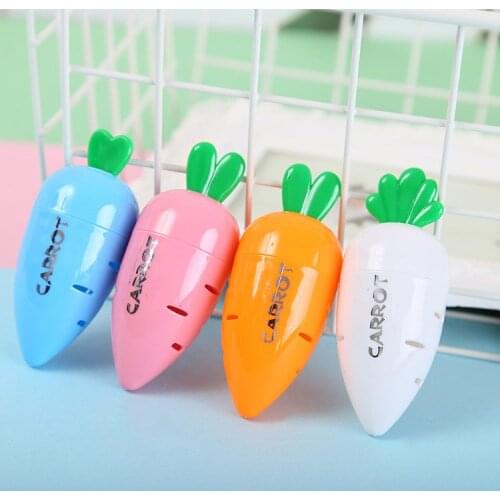 1pc Cute Cartoon Creative Carrot Shape Plastic Pencil Sharpener for Kids Creative Item School Supplies Stationery