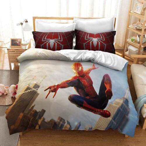 3PCS Disney Bedding Set Cartoon Marvel Legends Character SpiderMan Home Pillow Case Luxury Bed Linen Set 3D Quilt Cover Soft