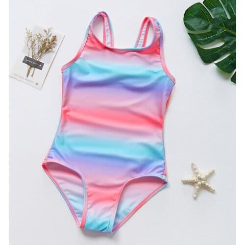 Toddler Baby Kids Girls Stripe Rainbow Swimwear Swimsuit Beach Romper Clothes Sleeveless O-Neck Fashion Baby Girls Swimwear