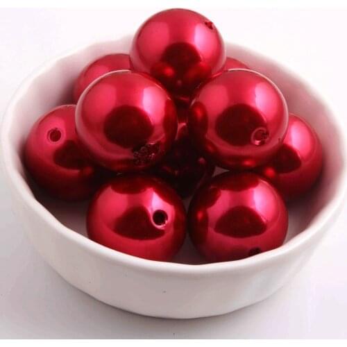 Kwoi vita A38 light red color Chunky Fashion 20mm acrylic Imitation Pearl 100pcs a lot for kids Beaded Jewelry