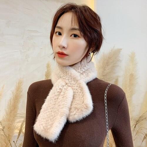 Lantafe Fur Winter Scarf For Women Mink Fur Scarf Simple Style Real Fur Winter Protect Neck Keep Warm Fashion Ladies Scarf