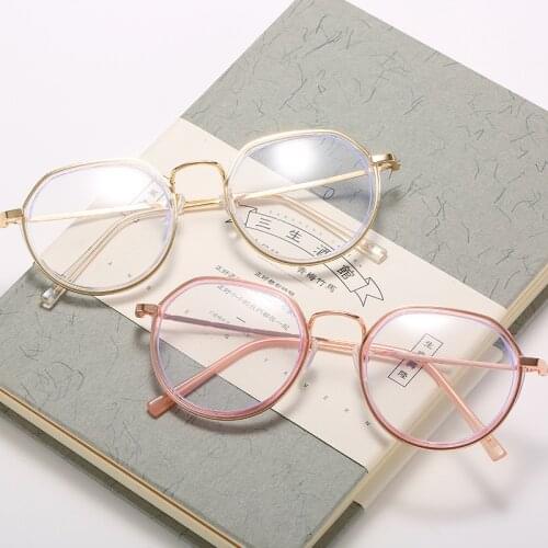 LONSY Finished Myopia Prescription Glasses Women Men Round Anti Blue Light Shortsighted Eyeglasses Diopter -1.0 -2.0 -3.0 -4.0