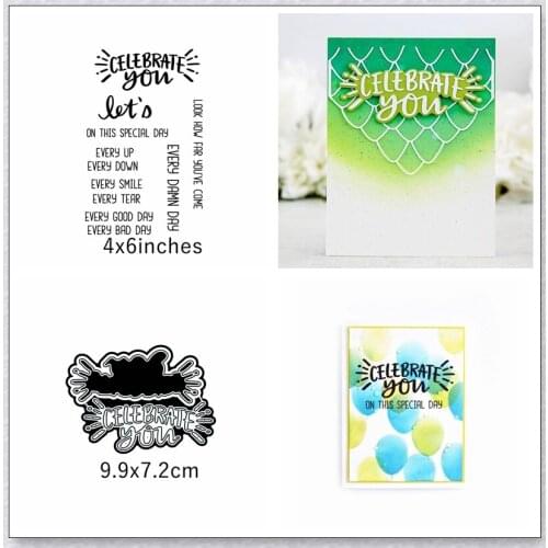 Celebrate You Letter Metal Cutting Dies&Stamp Sillicone Stencil Scrapbook Album Embossing For Paper Card Making Handcrafts