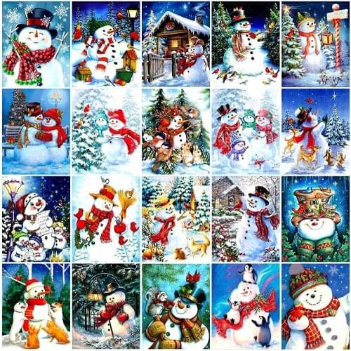 MOONCRESIN 5d Cartoon Diamond Painting Snowman Full Drill Square Cross Stitch Diamond Embroidery Christmas Decoration For Home