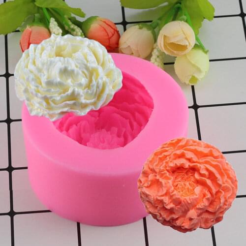 Mujiang 3D Peony Flower Silicone Soap Molds Candle Resin Clay Mould Sugarcraft Cake Decorating Tools Fondant Chocolate Stencil