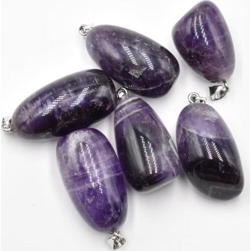 New jewelry hot selling Natural stone amethysts Irregular shape pendants for jewelry making 6pcs/lot wholesale free shipping
