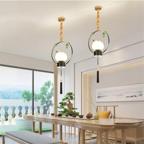 New Chinese Style Lotus Study Pendant Lights Antique Living Room Diningroom Bar Iron Lamps Restaurant Hanging Lights Fixtures