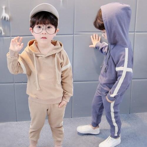 2018 Spring Fall Boys Casual Sweater Suit Baby Kids Hooded Sweatshirt + Pants 2 Pcs Set Childrens Sports Clothes Twinset B105