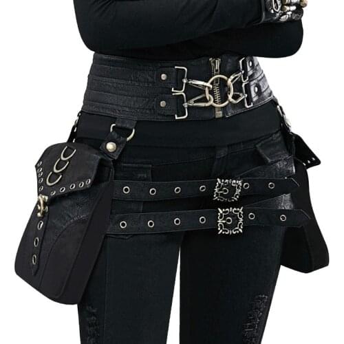 Women Waist Bag Female Fanny Pack Belt Bags Small Leg Bag Steampunk Bags Gothic Messenger Bag Hip Hop Bum Pack Fashion Purse T89