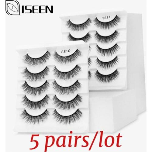 ISEEN Lashes Wholesale 5 Boxes/Set 3D Mink Eyelashes Makeup Thick Mink Lashes Bulk Natural False Eyelashes Wispy Lashes