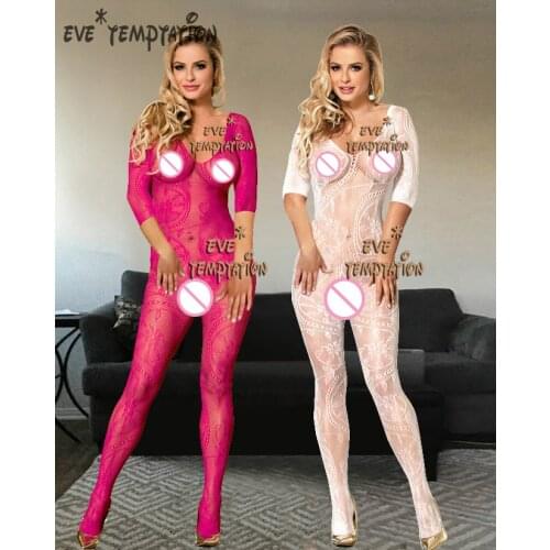 Sexy Sheer Sleepwear Lingerie Babydoll BODYSUIT Mesh Body Stocking Intimate Catsuit baby doll Bodysuits long sleeve W090