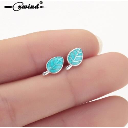 Cxwind Fashion Green Leaf Stud Earrings for Women Cute Tree Leaves Earring Party Gifts for Kid Girl Earring oorbellen Wholesale