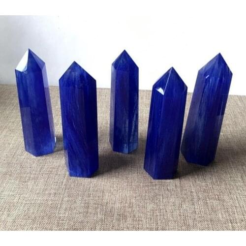 Blue smelting crystal wand point natural stones and minerals quartz gemstones reiki feng shui modern home decor