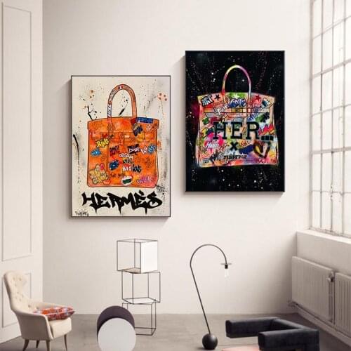 Modern Fashion Birkin bag Decoration Canvas Print Painting Poster Art Wall Pictures for Living Room Home Decor