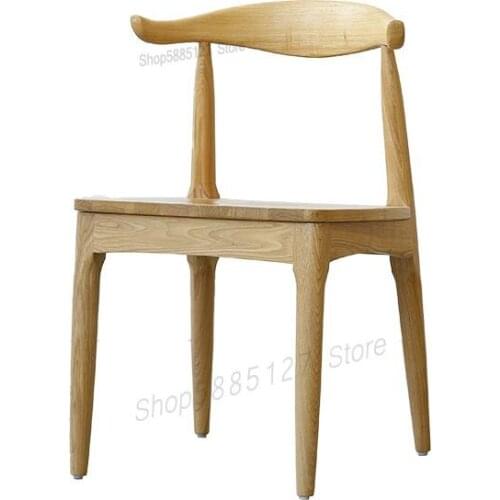 Solid Wood Chair Home Modern Minimalist Study Restaurant Back Chair Japanese Style Horn Chair Nordic Dining Table And Chairs