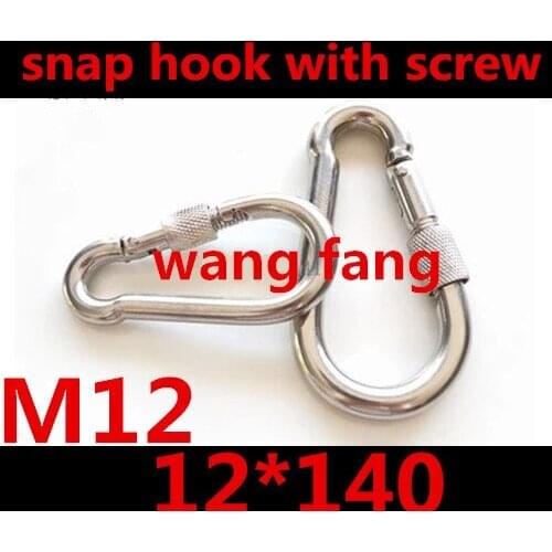 High Quality Stainless Steel 304 m12 12mm 12*140 Snap Hook With Screw Clip Camping Hiking Outdoor