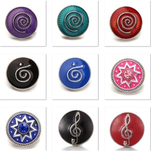 XH8032 Enamel Crystal 18mm music Metal Snap button fit snap jewelry DIY