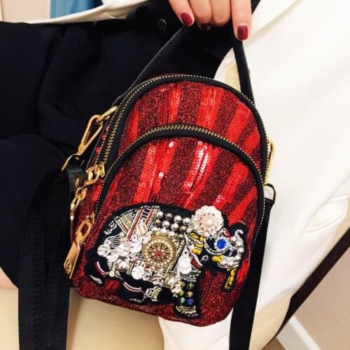 Female Rivet Shoulder Bag for Women Animal Prints Handbag Tote Luxury Diamond Sequines Crossbody Bags Mini Purse