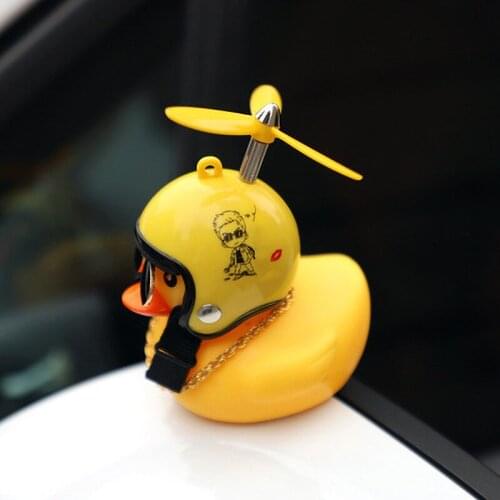 1pc Car Cute Yellow Duck with Helmet Duck Car Ornaments Auto Interior Decoration Car Accessories Decor Without Lights