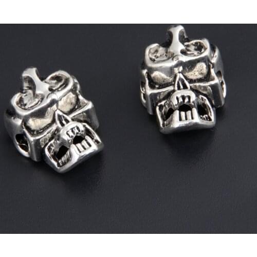 15pcs Silver Color 16x12mm Halloween Skull Charms Skeleton Bone Head Pendant Jewelry DIY Handmade Craft Accessories Wholesale