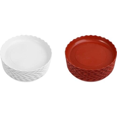 20 Pieces Of Wave-Shaped Plant Tray, Flower Pot Drip Tray, Suitable For Indoor And Outdoor Plants, (White, Red)