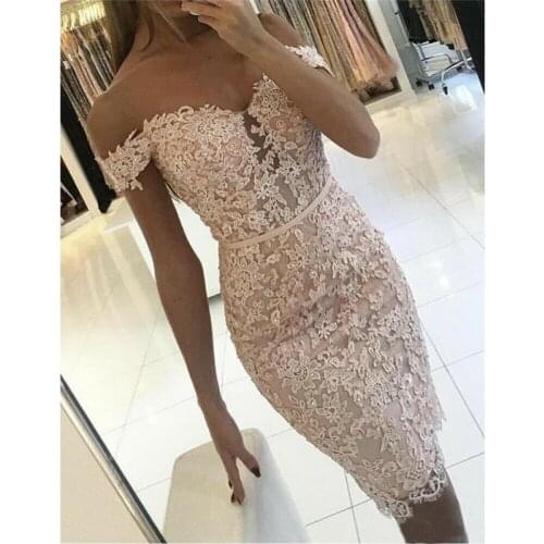 2019 Fashion Womens Lace Floral Mini Dresses Ladies Off Shoulder Strapless Bandage Bodycon Evening Party Short Sundress