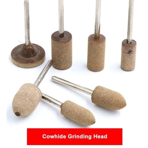 3mm Shank Cylindrical Cowhide Abrasive Grinding Head Cowhide Wheel Jade Polishing Rotary Tools