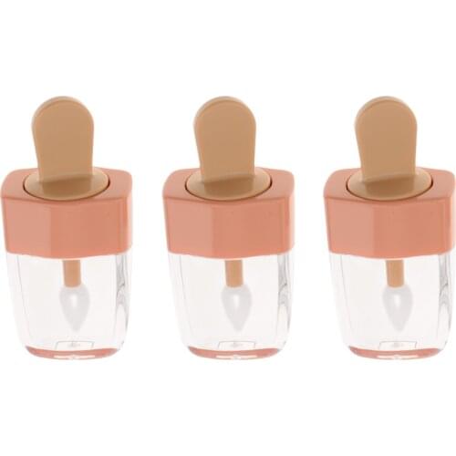 3x 5 ml Clear Mini Lip Gloss Tube Empty Lip Balm Cute Ice Cream Bottle Cosmetic Gloss Tube Travel Gloss Container with Lid