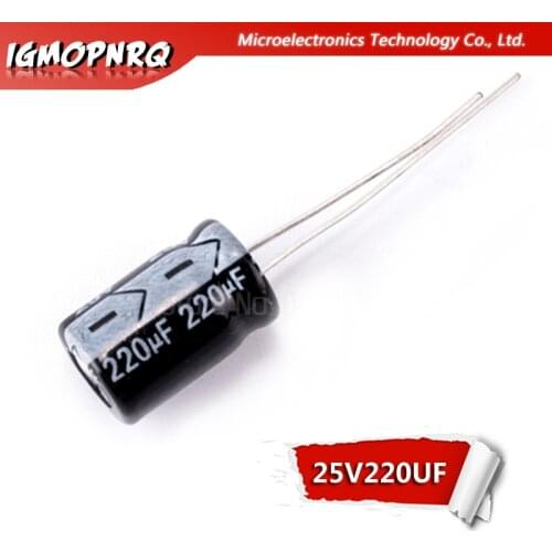 50PCS 25V220UF 6*12mm 220UF 25V 6x12mm Aluminum Electrolytic Capacitors DIP