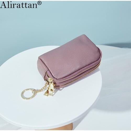 Alirattan Women Genuine Leather Wallet Coin Purse Large Capacity High Quality Cowhide Trendy Female Shopping Key Case Clutch