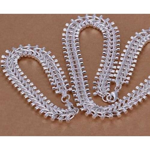 Factory price top quality 925 sterling silver jewelry sets 925 silver necklace bracelet free shipping SMTS042