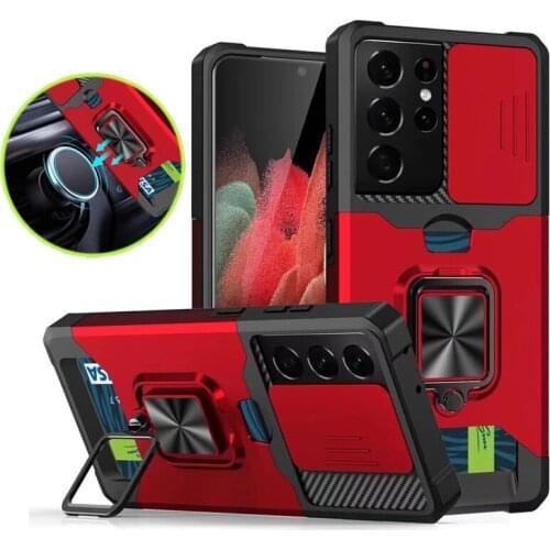 Slide Camera Lens Protection Case For Samsung S21 FE M32 A03S A22 A82 A72 A52 Quantum 2 Cases Armor Bumper Magnetic Holder Cover