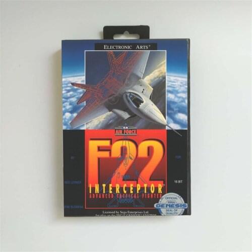 F22 Interceptor - USA Cover With Retail Box 16 Bit MD Game Card for Sega Megadrive Genesis Video Game Console